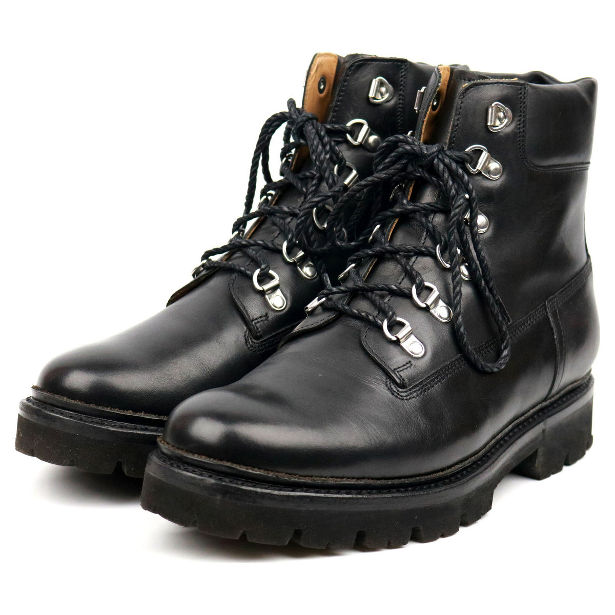 &#39;Rutherford&#39; Black Leather Hiker Boots UK 6.5 G