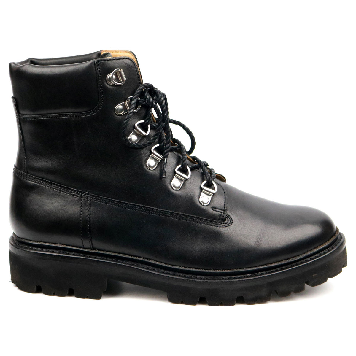 &#39;Rutherford&#39; Black Leather Hiker Boots UK 6.5 G