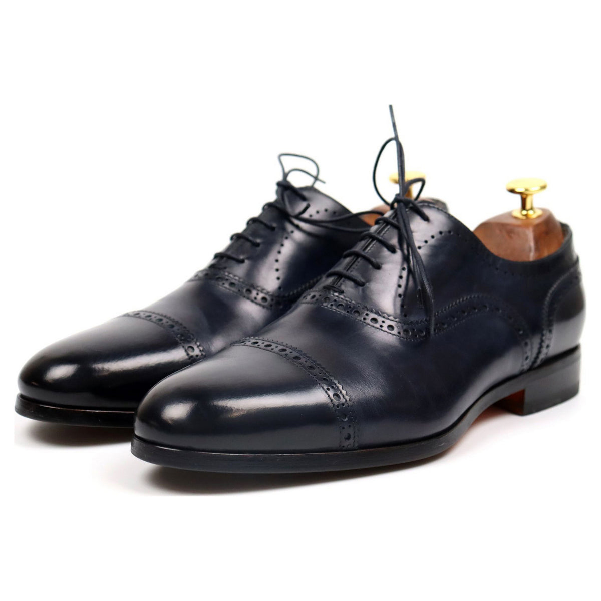 Navy Blue Leather Oxford Semi Brogues UK 7 F