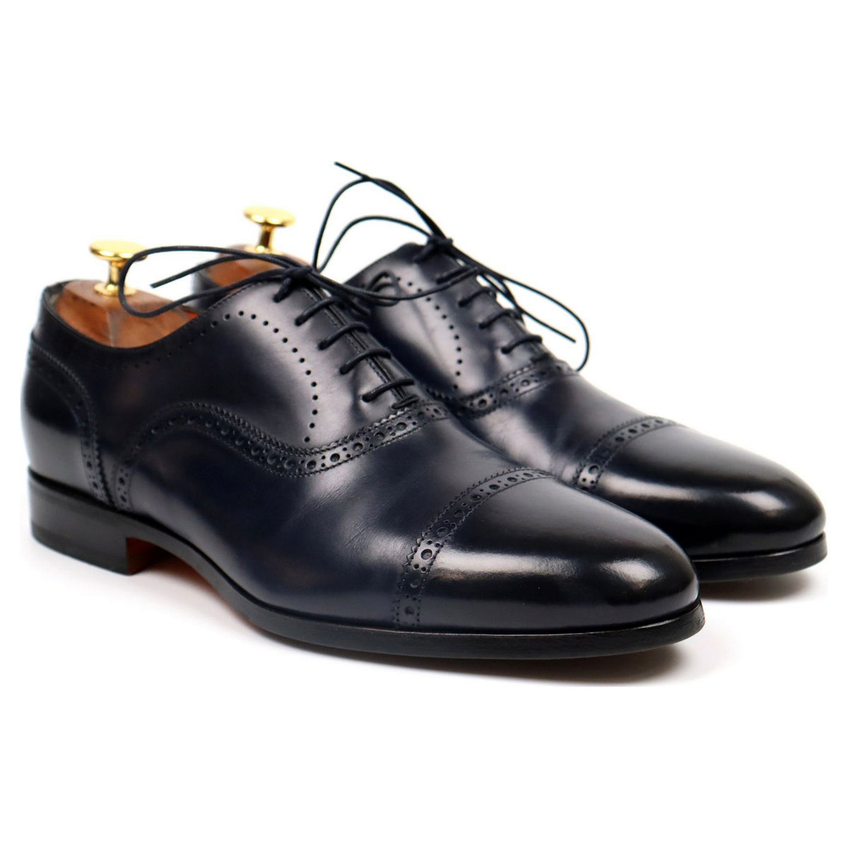 Navy Blue Leather Oxford Semi Brogues UK 7 F