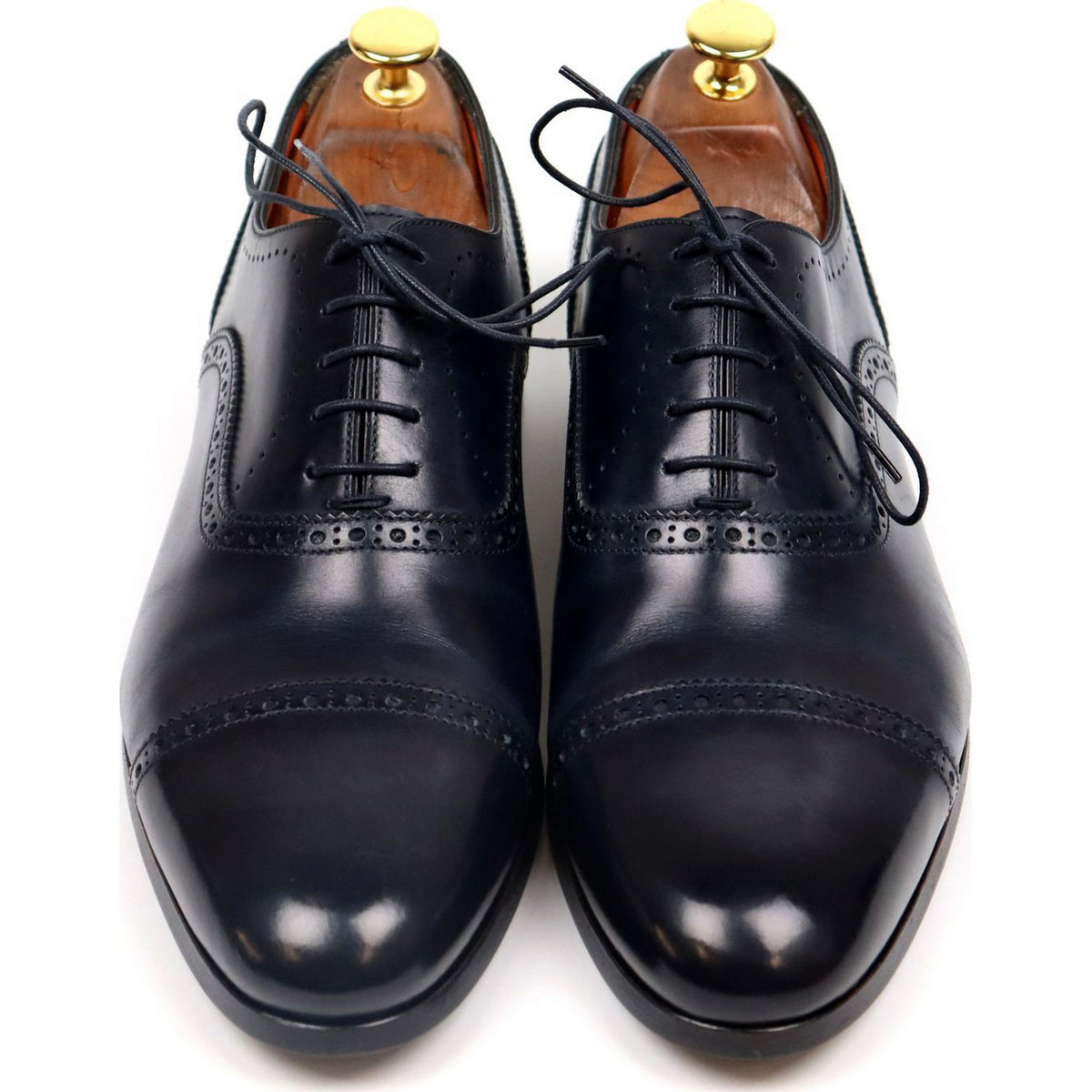 Navy Blue Leather Oxford Semi Brogues UK 7 F