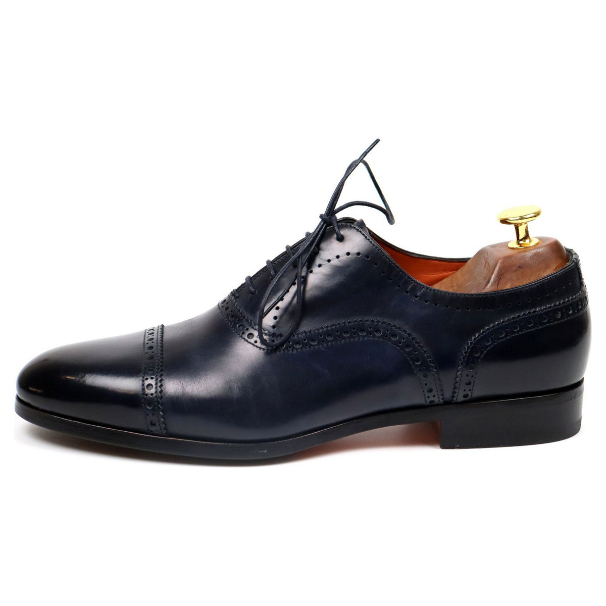 Navy Blue Leather Oxford Semi Brogues UK 7 F