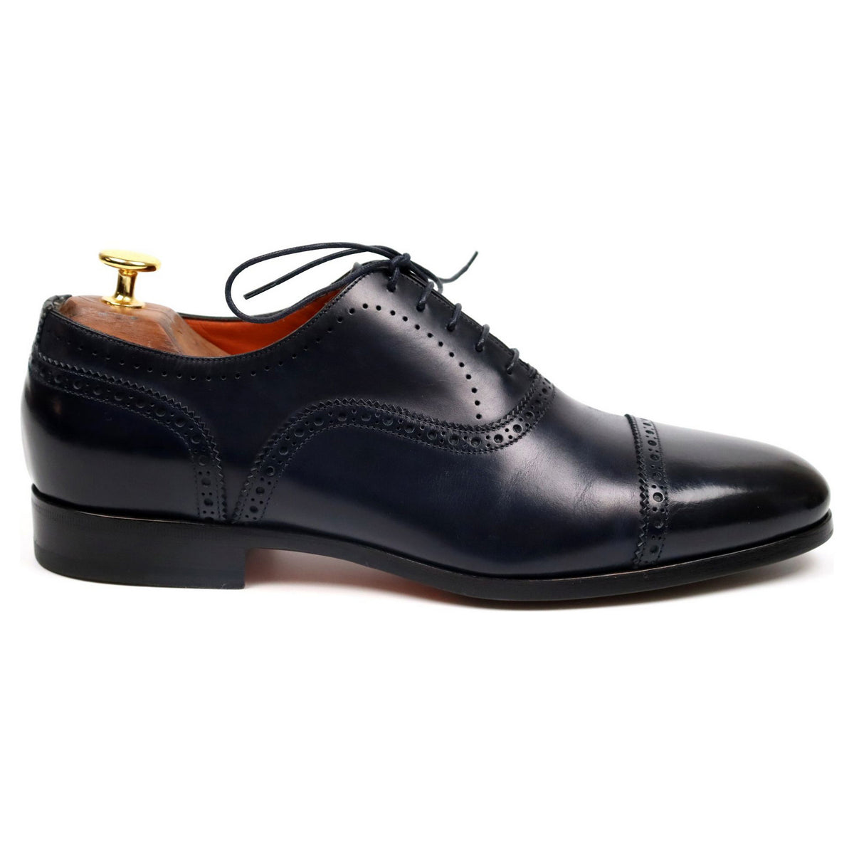 Navy Blue Leather Oxford Semi Brogues UK 7 F