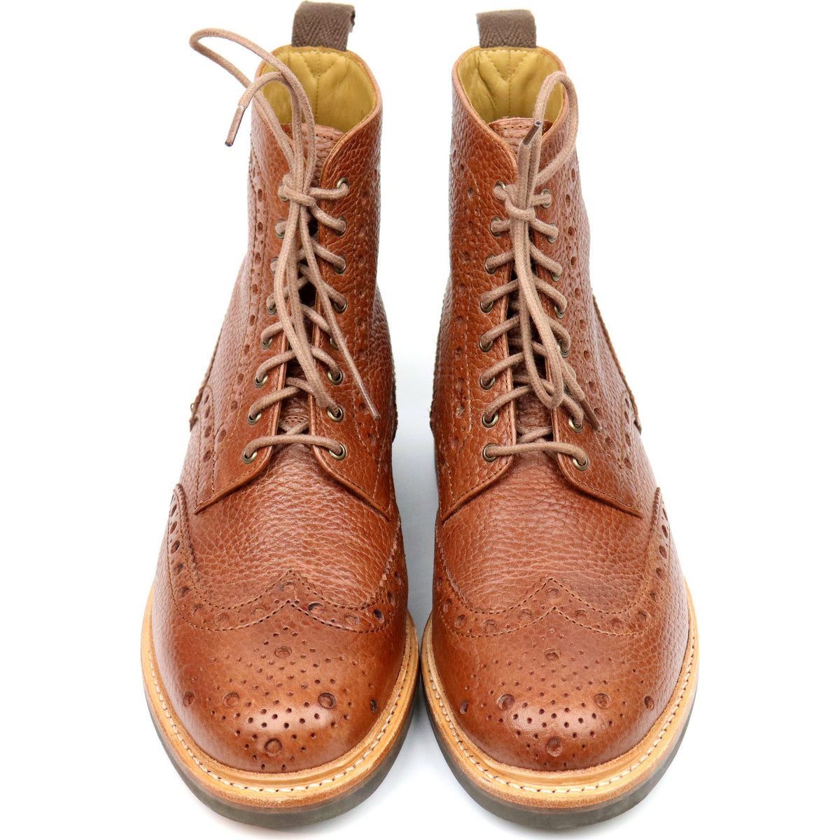 &#39;Fred&#39; Tan Brown Leather Brogue Boots UK 7 G